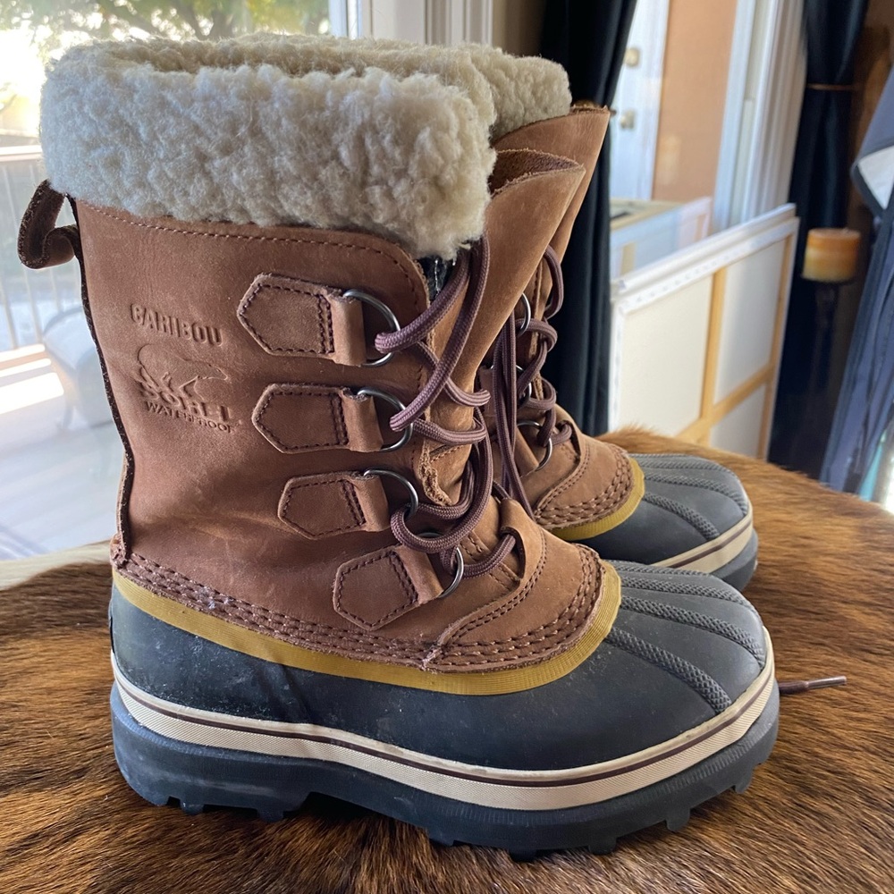 Sorel Caribou Waterproof Winter Snow Boots Tan/Black Size 6